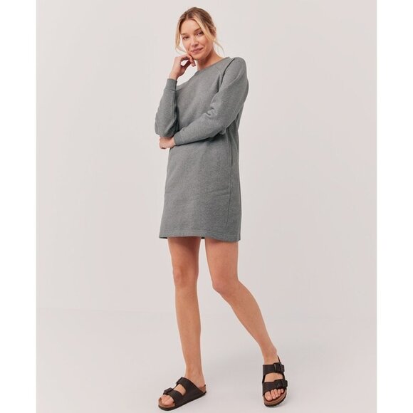 Pact Womens Small Gray Courtside Sweatshirt Dress Long Sleeve Organic Cotton - Picture 3 of 10